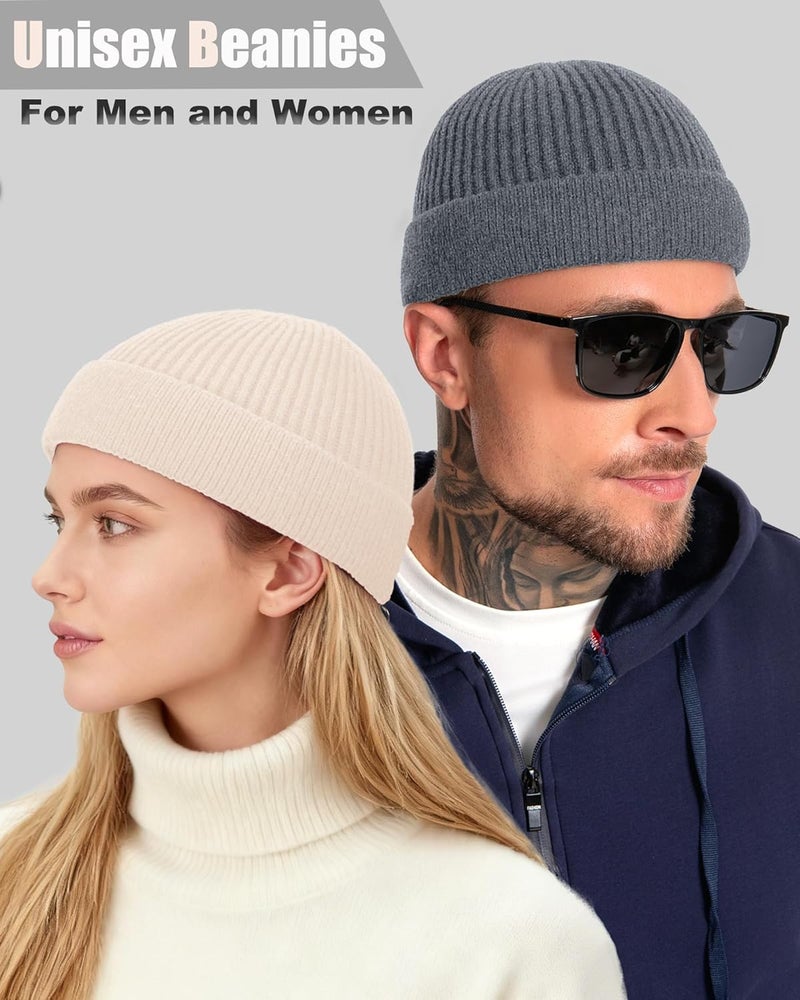 Roybens Short Fisherman Beanie for Men Women, Wool Warm Winter Hat, Swag Knit Cuff Soft Trawler Beanies Watch Cap Skull Caps - Image 3